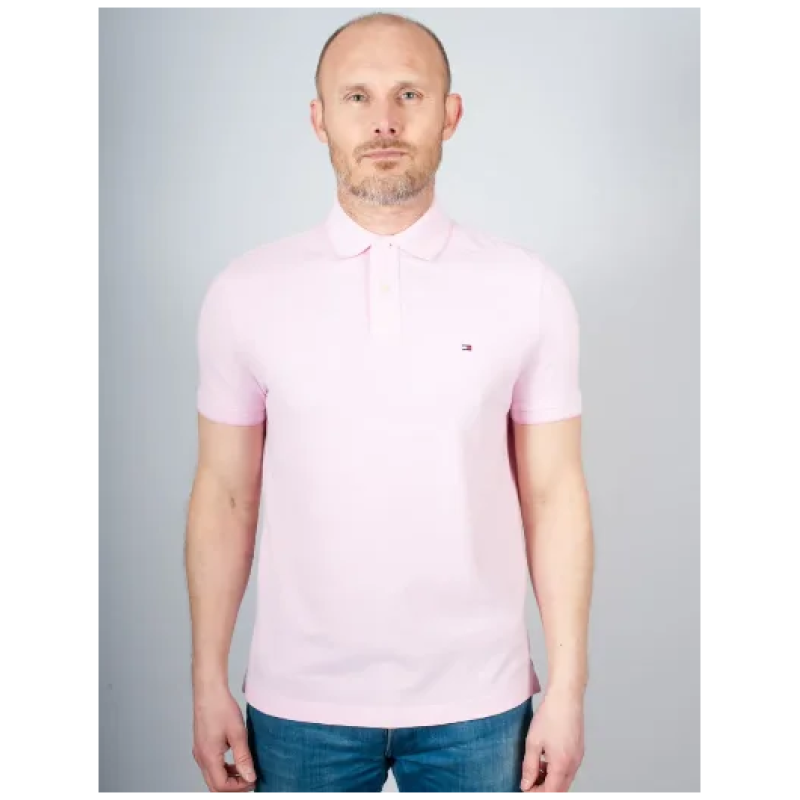 TOMMY HILFIGER Oxford Two Tone Tipped Polo Shirt | Pink